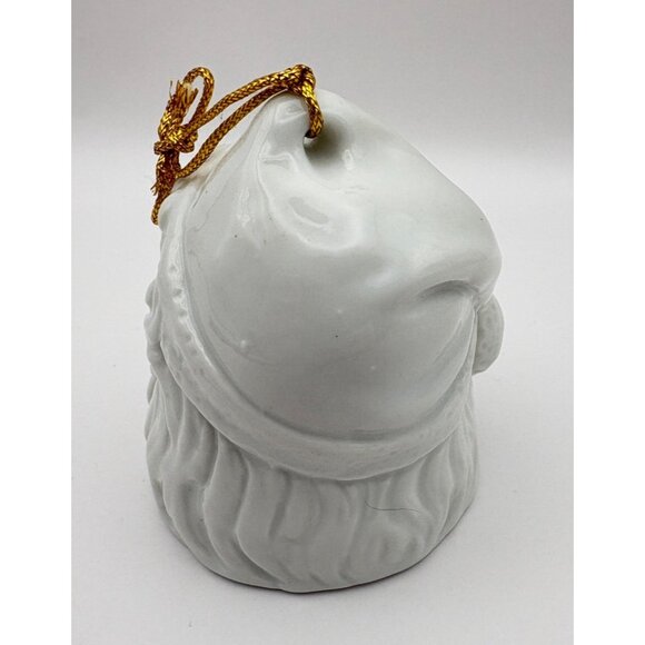 Vintage Santa Claus Bell Christmas Tree Ornament White Porcelain Face Head - Picture 7 of 8